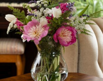 Pink and White flowers in a vase